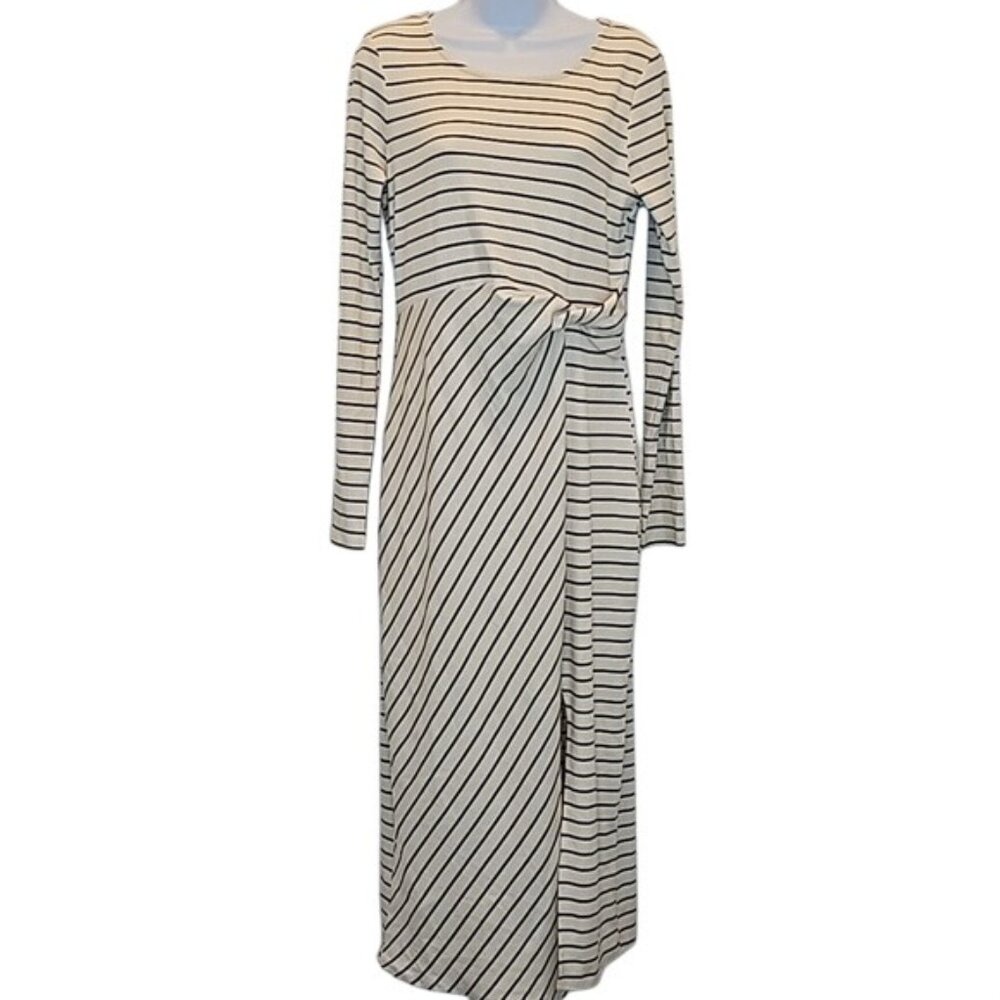 Kaileigh Filippa Twist Front Maxi Long Sleeve Dress Size Large New Office